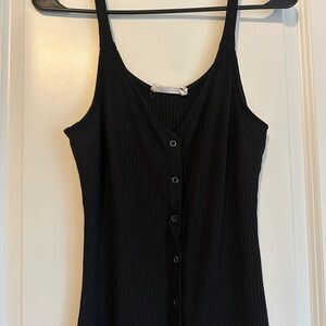Black Sleeveless Button-Down Top